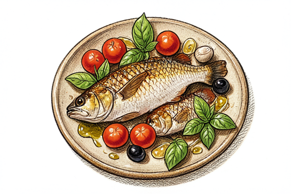 Çeri Domatesli ve Zeytinli Air Fryer Branzino Al Forno