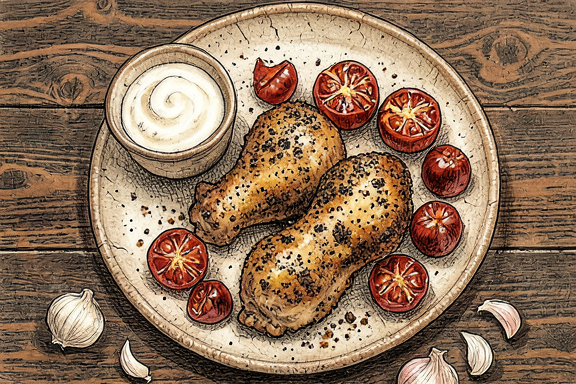 Hava Fritözünde Tavuk Chettinad ve Kızarmış Domates