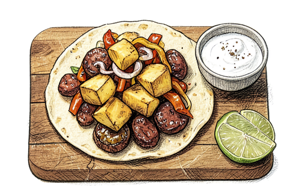 Hava Fritözünde Chorizo ve Patatesli Taco