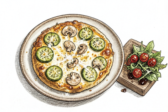 Hava Fritözünde Mantarlı ve Kabaklı Frittata ile Yan Salata