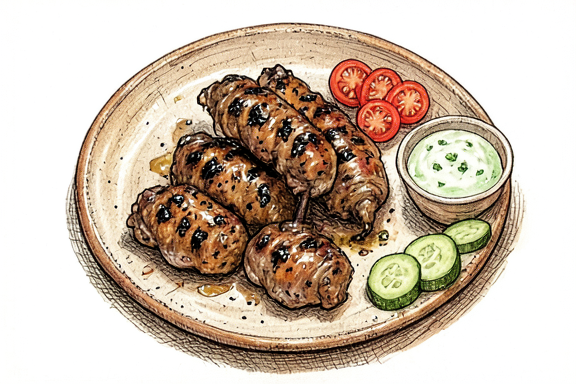 Hava Fritözünde Kuzu Şiş Kebap Naneli Yoğurtla