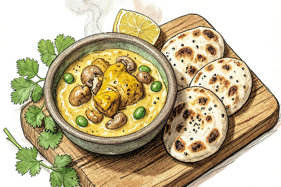 Hava Fritözünde Mantarlı Matar ve Naan