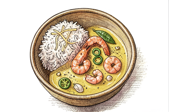 Hava Fritözünde Karidesli Moilee ve Hindistan Cevizli Pilav