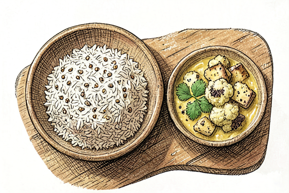 Aloo Gobi ve Mercimekli Pilav
