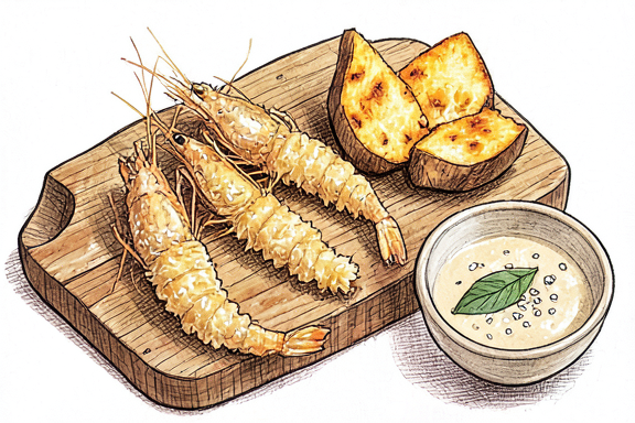 Ebi Tempura ve Havada Kızartılmış Tatlı Patates
