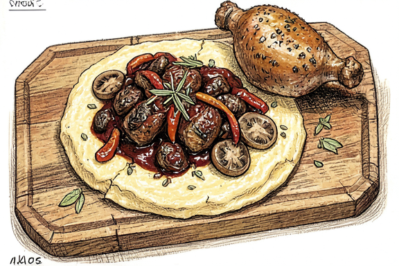 Tavuklu İtalyan Cacciatore Polenta ile