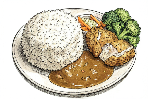 Japon Usulü Tavuk Katsu Köri Pilav ve Buharda Brokoli ile