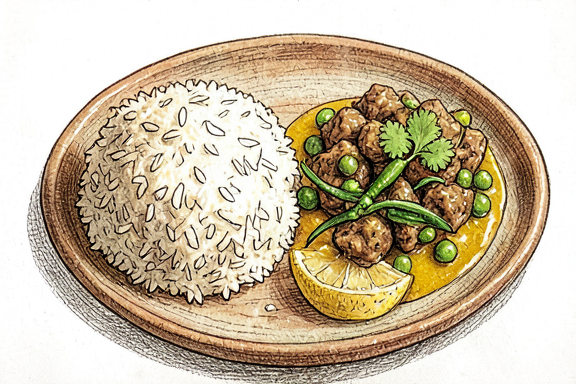 Koyun Eti Keema Bezelyeli Pilav