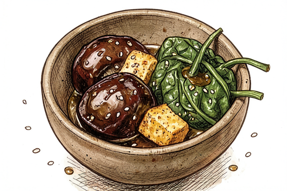Nasu Dengaku: Havada Kızartılmış Tofu ve Ispanaklı