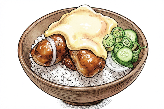 Oyakodon Buharda Pişmiş Pirinç ve Salatalık Salatası ile