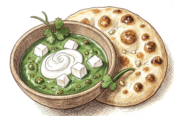 Ispanaklı Paneer ve Sarımsaklı Naan