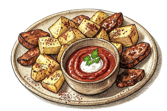 Hava Fritözünde Chorizo ile Patatas Bravas