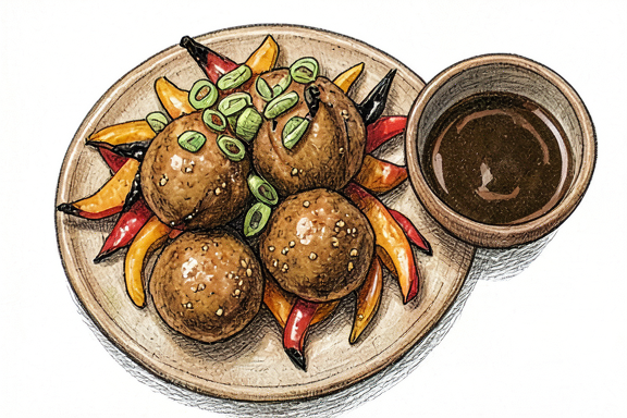 Hava Fritözünde Dolmalık Biberli Tori Tsukune